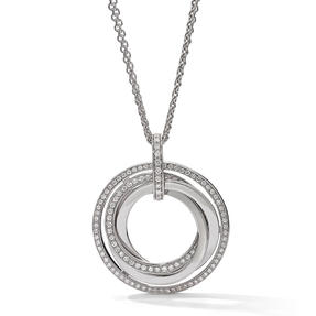 Pendant in 18k white gold set with colourless diamonds.